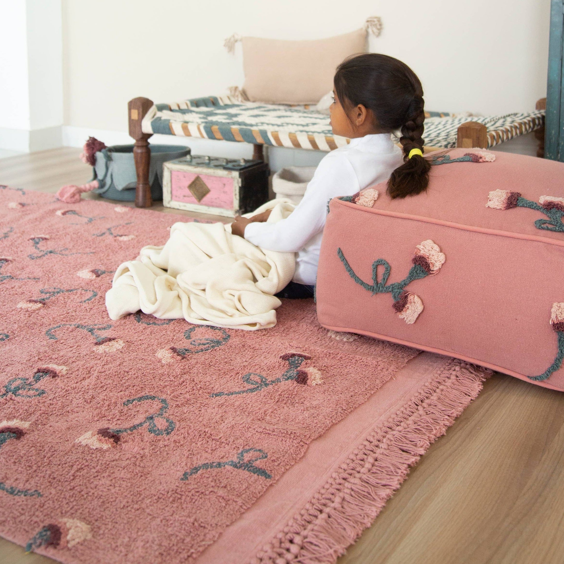 Washable Rug English Garden Ash Rose
