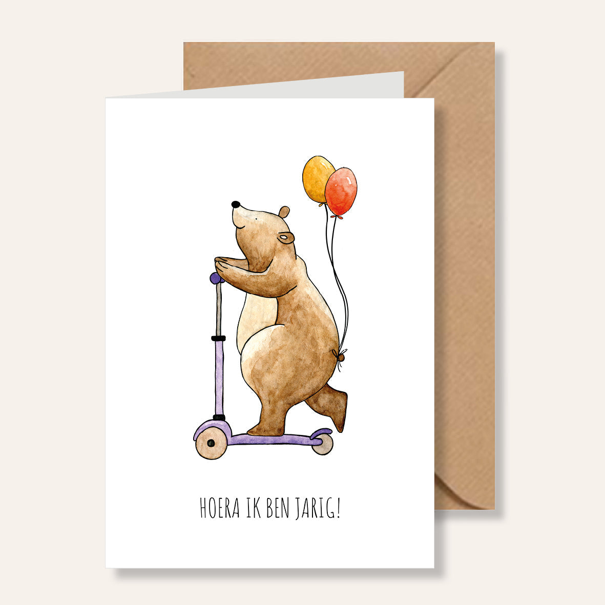 Juulz kaart - Feestkaart beer op step