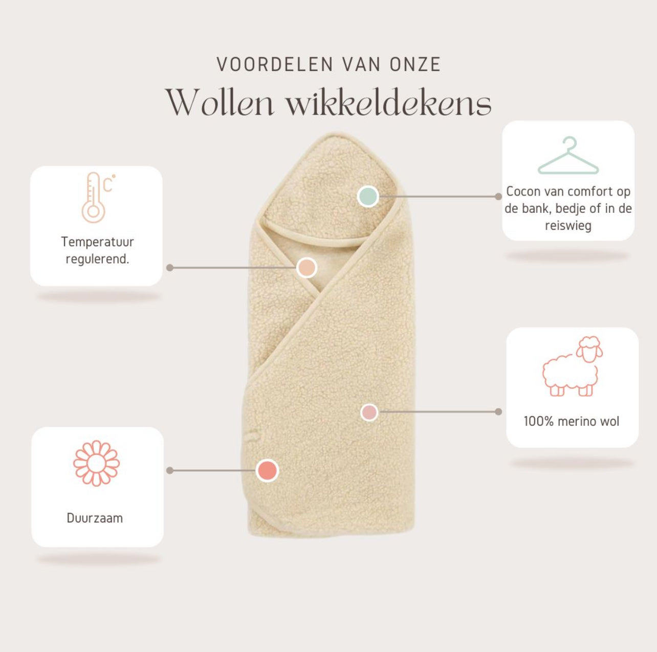Merino Wol Wikkeldeken - Naturel