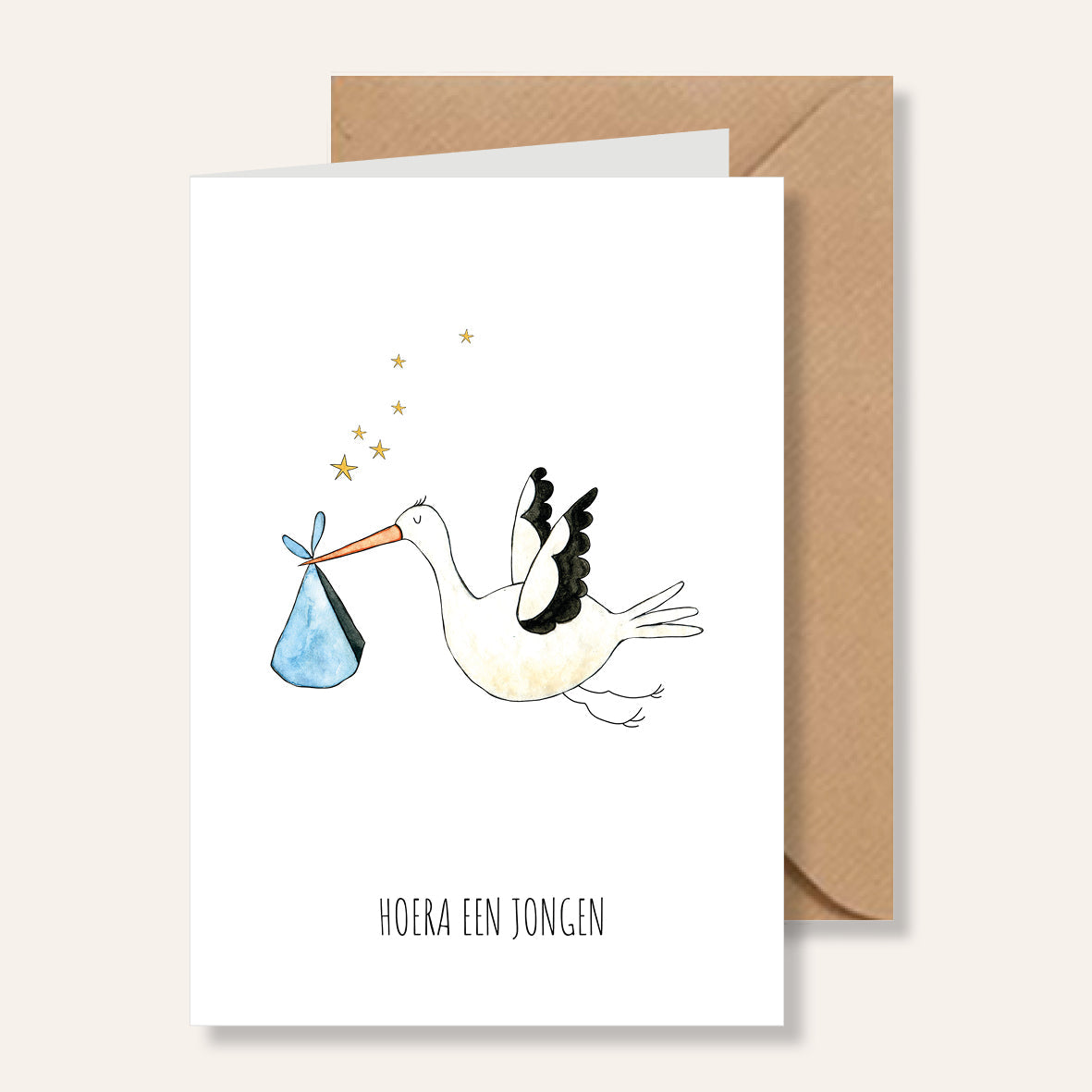 Juulz kaart - Hoera een jongen ooievaar